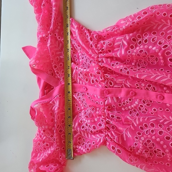 Lilly Pulitzer Amrita Maxi Shirt Dress Hot pink eyelet size 00 010634 - Picture 11 of 12